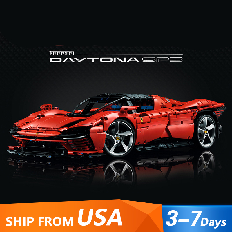 Customized 43142  Fer rari Daytona SP3  1:8 Technic Car Red 42143 Motor Optional Building Block Brick Toy 3778±pcs from China