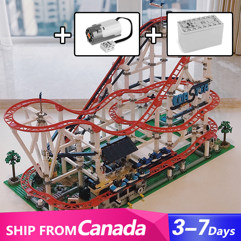 {With Motor} Fairground Roller Coaster Creator 10261 Building Block Brick 4124±pcs Canada 3-7 Day Delivery.