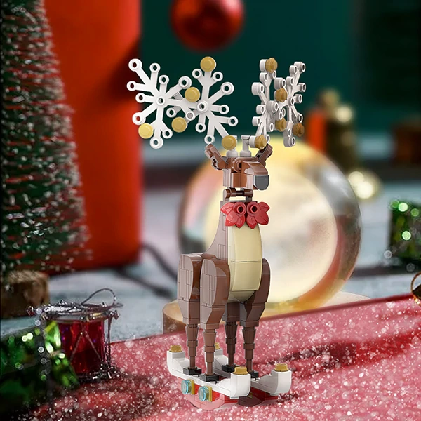 GoBricks MOC A0157Y02 G2113 Christmas Deer Ornament Natural Brown