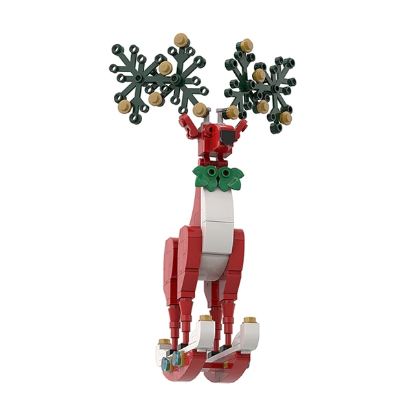 GoBricks MOC A0157Y01 G2112 Christmas Deer Ornament Festival Red