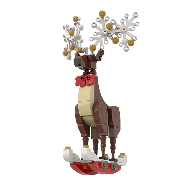 GoBricks MOC A0157Y02 G2113 Christmas Deer Ornament Natural Brown