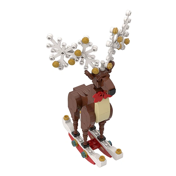 GoBricks MOC A0157Y02 G2113 Christmas Deer Ornament Natural Brown
