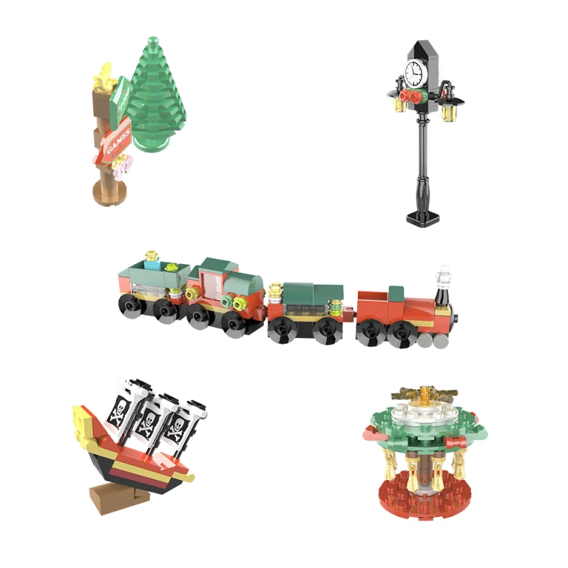 GoBricks MOC F-A0663 Christmas 24 Small Pieces Amusement Park Countdown Calendar