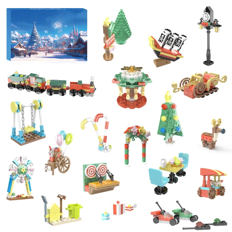 GoBricks MOC F-A0663 Christmas 24 Small Pieces Amusement Park Countdown Calendar