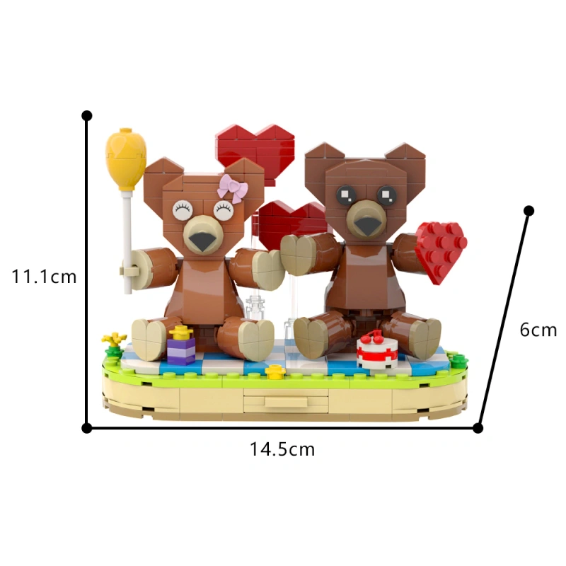 GoBricks MOC A0684 Valentine's Day Lovers Bears