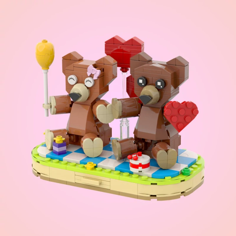 GoBricks MOC A0684 Valentine's Day Lovers Bears