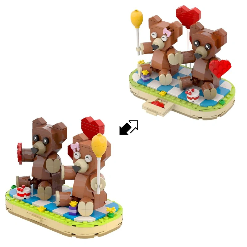 GoBricks MOC A0684 Valentine's Day Lovers Bears