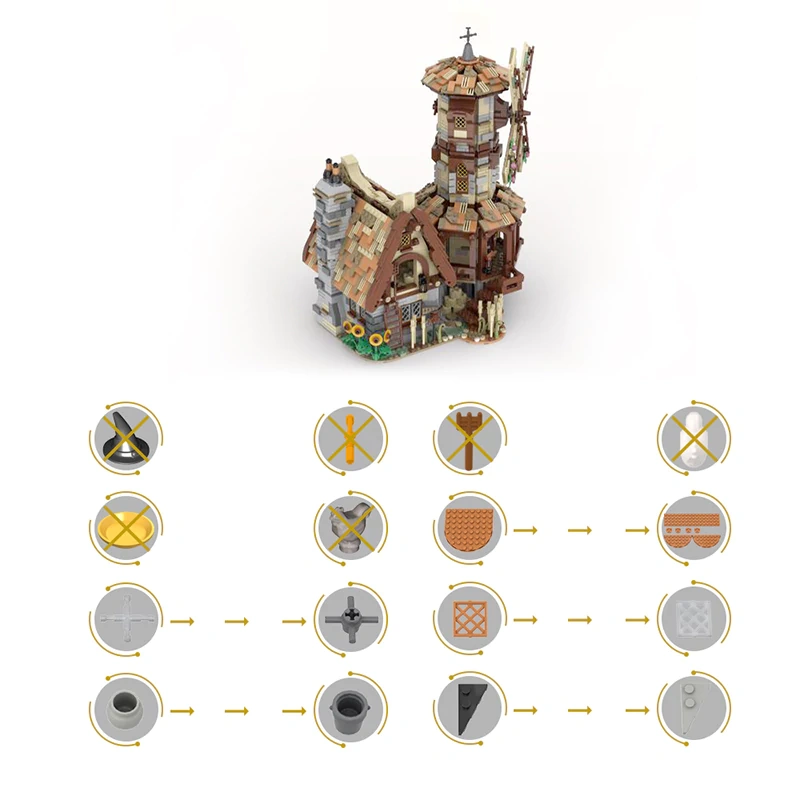 GoBricks MOC 138190 Medieval Windmill