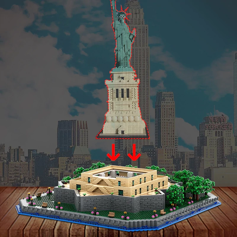 GoBricks MOC 49317?Statue Of Liberty Base Add-on Base For Statue Of Liberty 21042