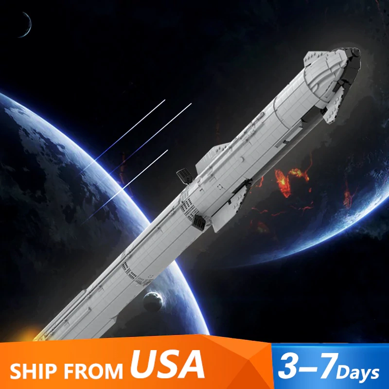 [Pre-sale] GoBricks MOC 94616 SpaceX Starship Super Heavy Saturn V Scale US Warehouse Express