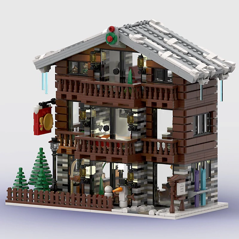 MOC 91029 Winter Village Swiss Restaurant And Hotel
