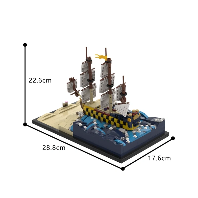 GoBricks MOC 184284 Les Aventures de Tintin et Milou The Unicorn Breaches Through The Dunes