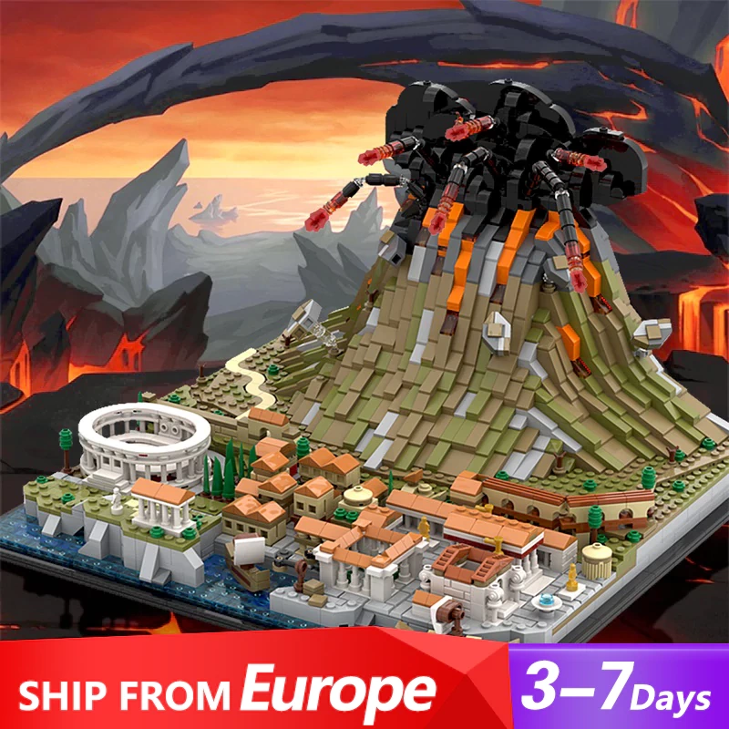 [Pre-sale] GoBricks MOC 159887 Vesuvius Pompeii Europe Warehouse Express