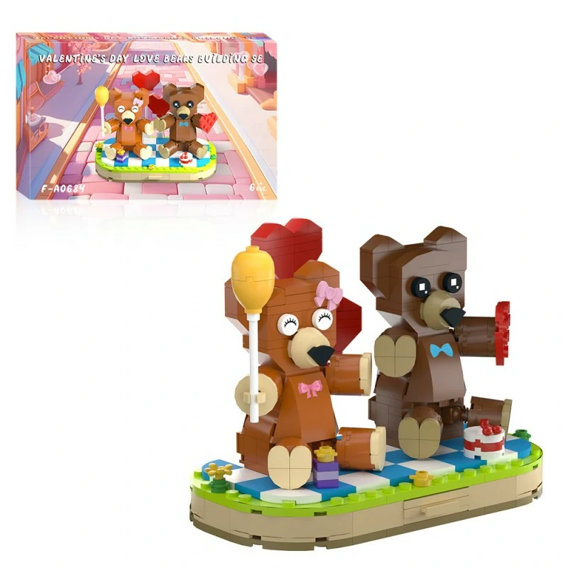 GoBricks MOC F-A0684 Valentine's Day Couple Bears