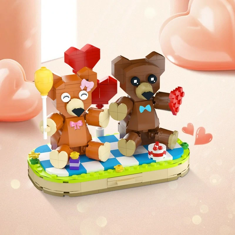 GoBricks MOC F-A0684 Valentine's Day Couple Bears