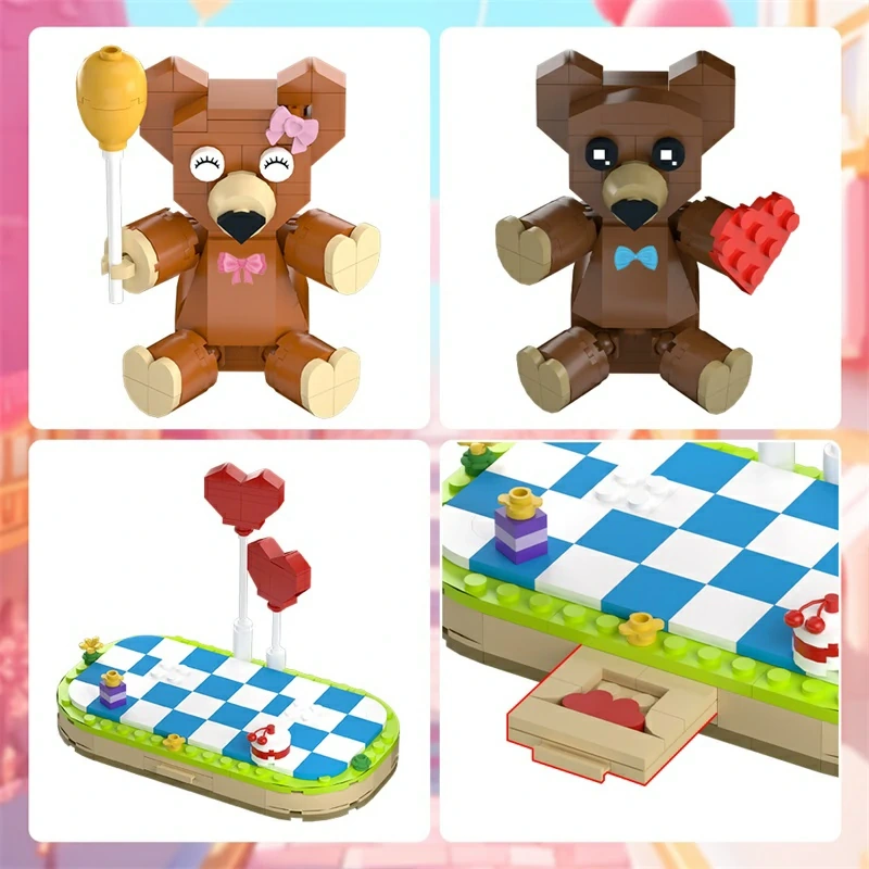 GoBricks MOC F-A0684 Valentine's Day Couple Bears