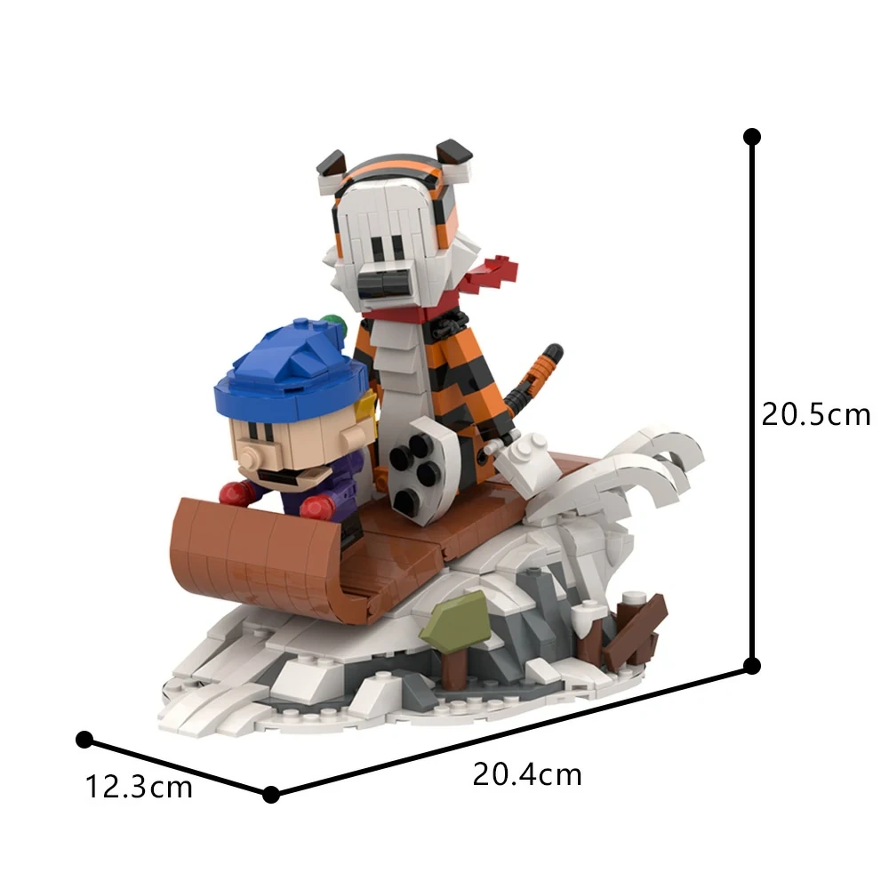 GoBricks MOC A1662 Calvin And Hobbes Sledding
