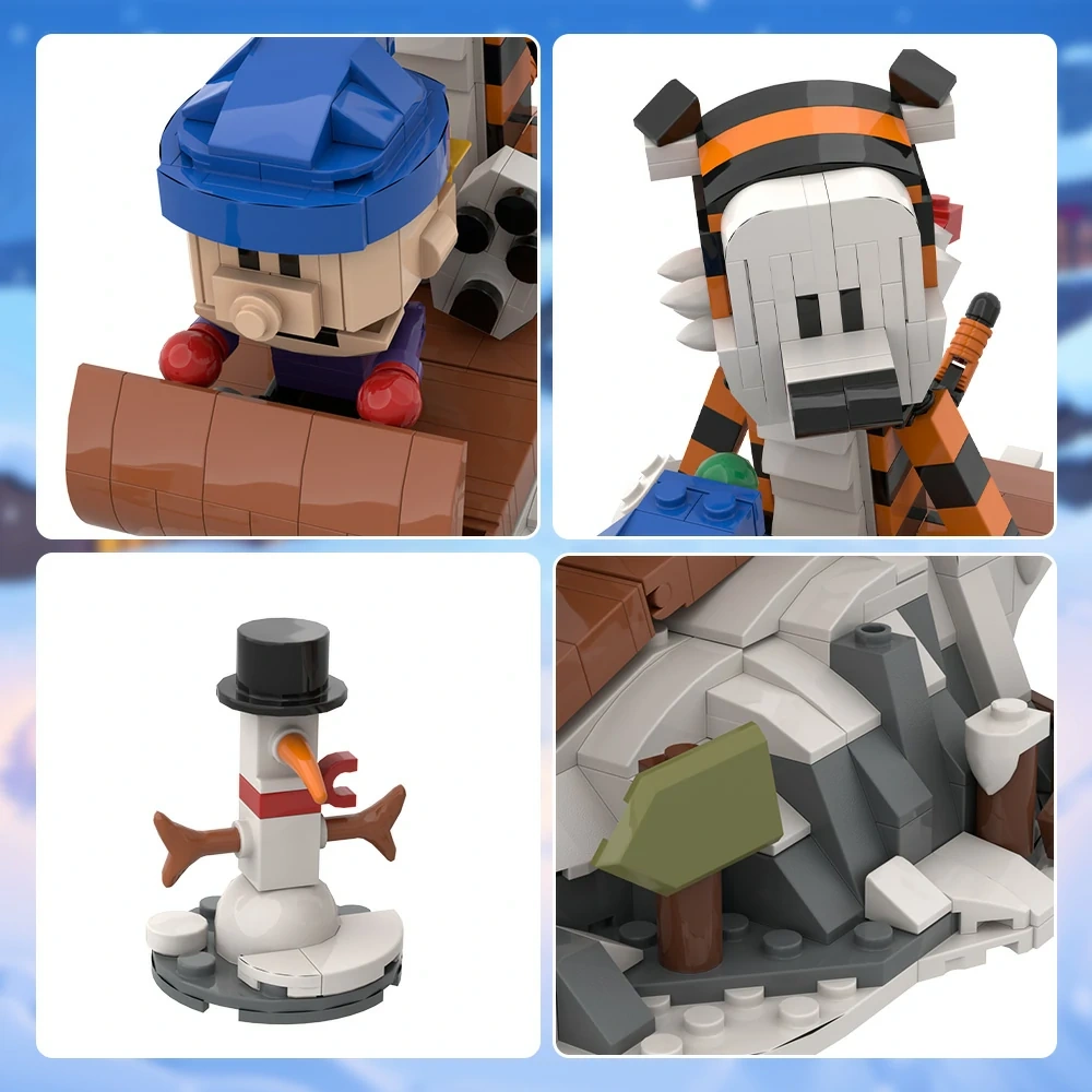 GoBricks MOC A1662 Calvin And Hobbes Sledding