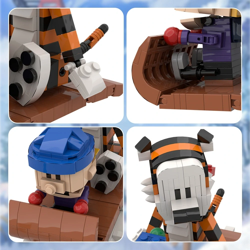 GoBricks MOC A1662 Calvin And Hobbes Sledding