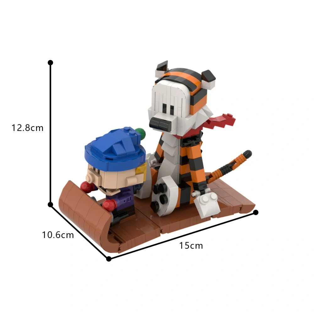 GoBricks MOC A1662 Calvin And Hobbes Sledding