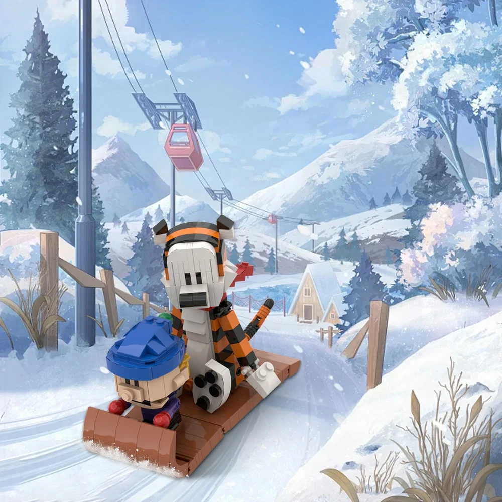 GoBricks MOC A1662 Calvin And Hobbes Sledding