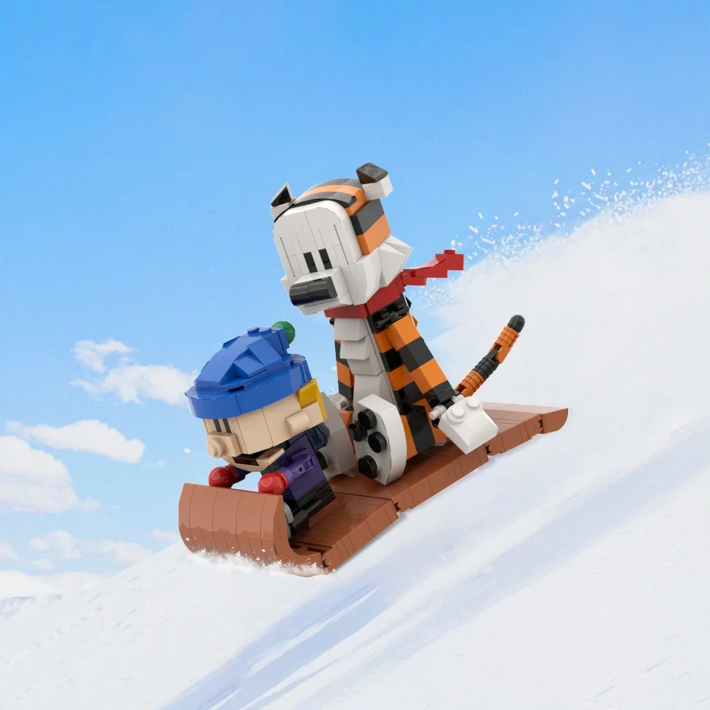 GoBricks MOC A1662 Calvin And Hobbes Sledding