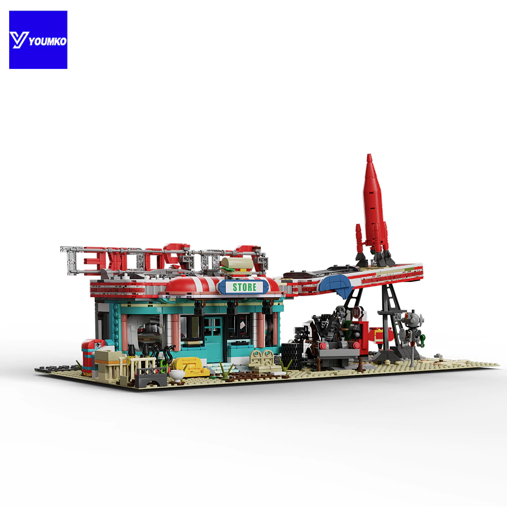 The backside effect drawing of youmko's Red Rocket Modular Gas Station From Fallout.