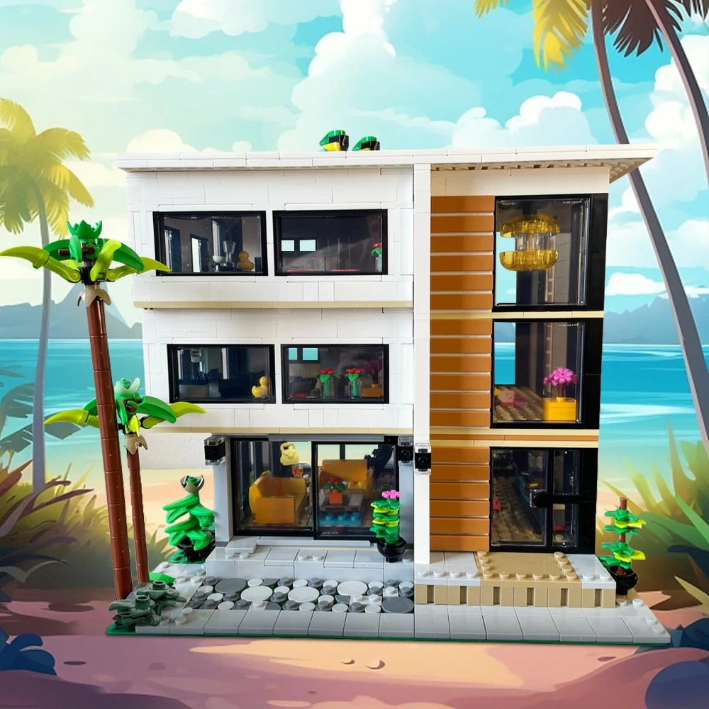 GoBricks MOC 187263 Modern House V2 Modular Alternate Build