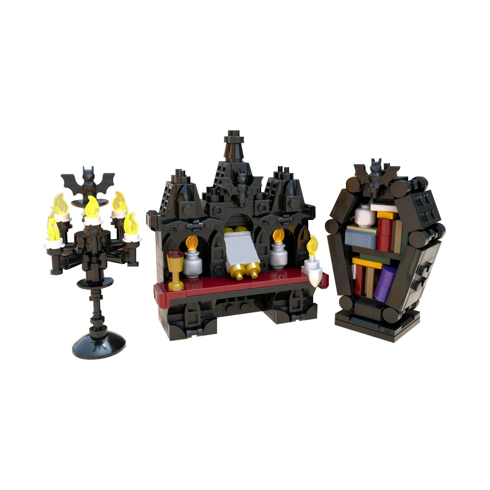 GoBricks MOC 199046 Vampire Furniture Full PACK Halloween Medieval DnD Scenery Props