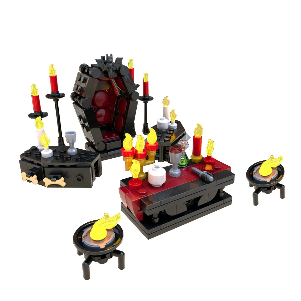 GoBricks MOC 199046 Vampire Furniture Full PACK Halloween Medieval DnD Scenery Props