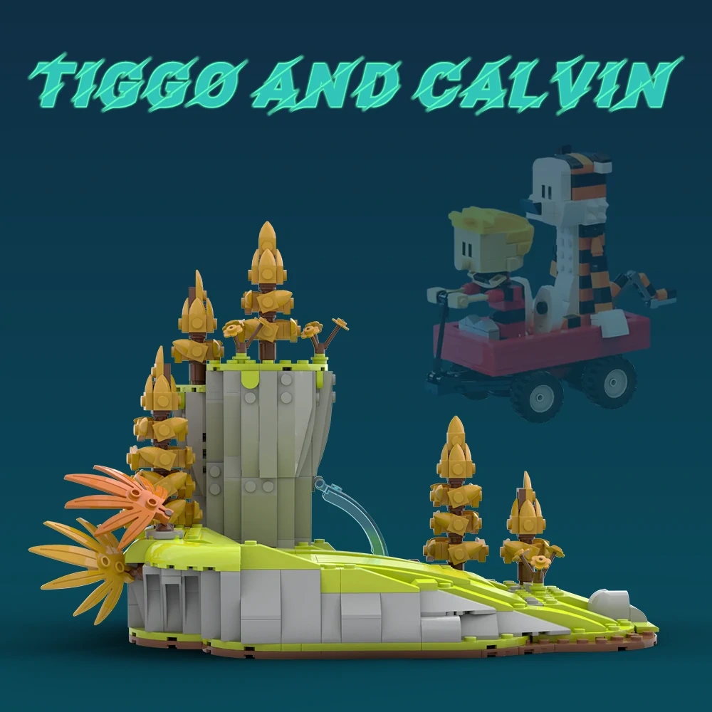 GoBricks MOC A2190 Calvin And Hobbes Tigger Grass Slide Package