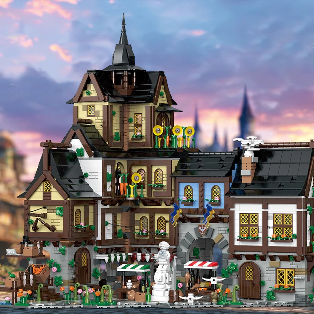 Authentic LEGO Compatible Medieval Town Square Model