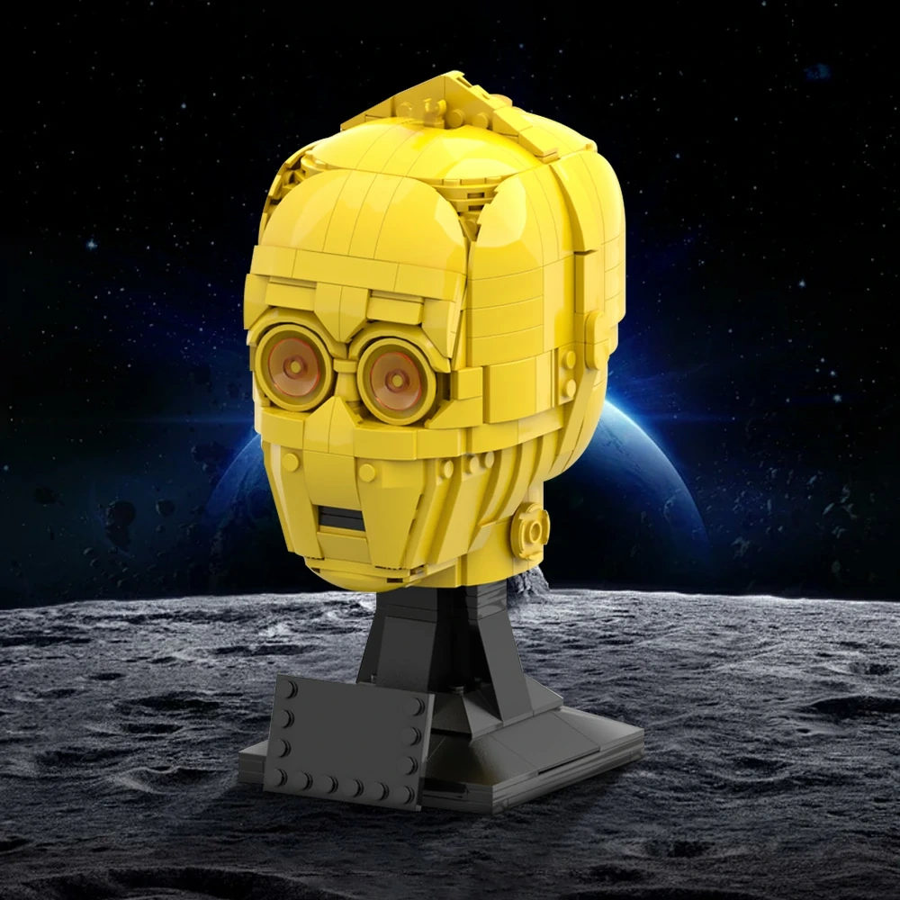 GoBricks MOC 141244 C-3PO Head Helmet Collection Style