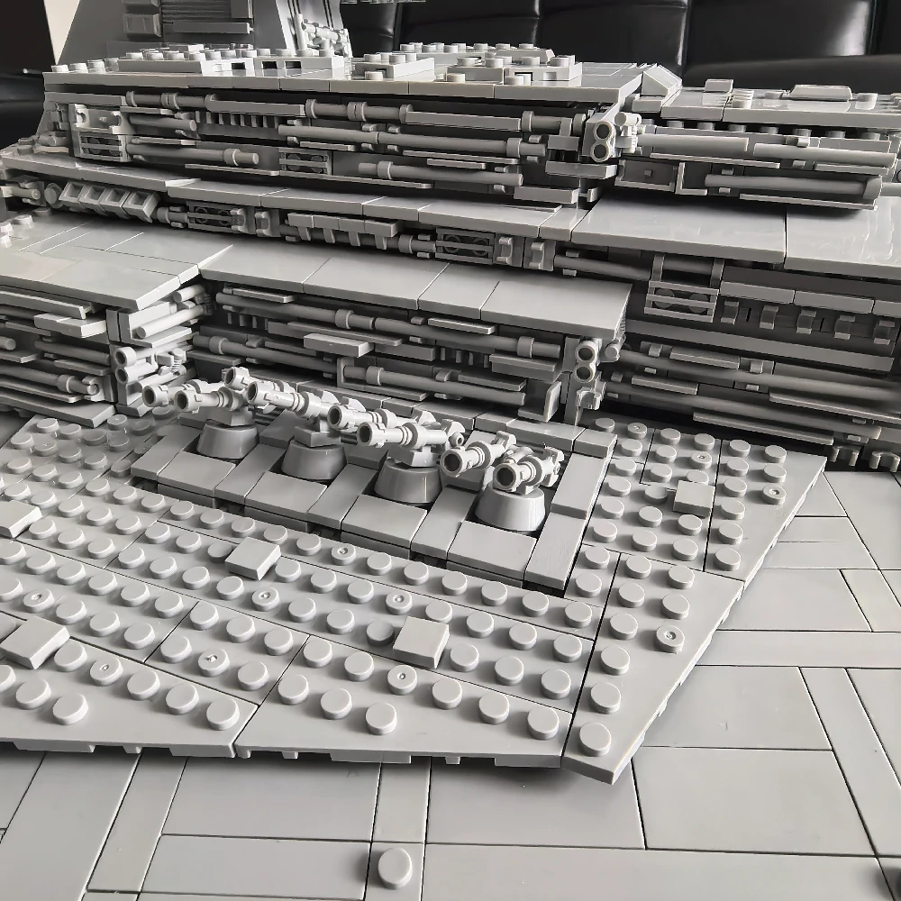 The turbo laser cannon of the building block model of Imperial I-class Star Destroyer.