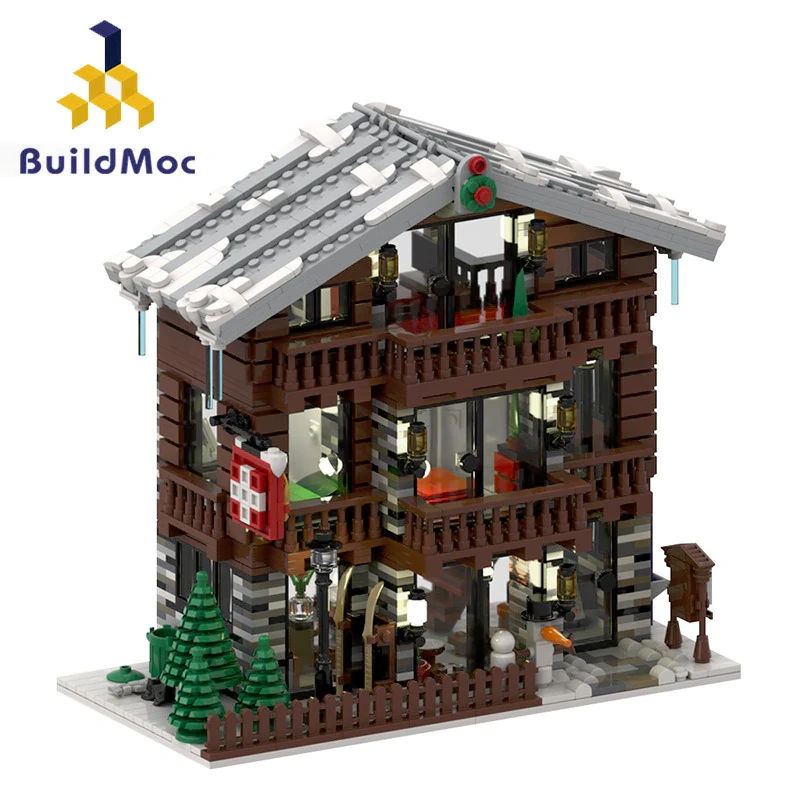 MOC 91029 Winter Village Swiss Restaurant And Hotel