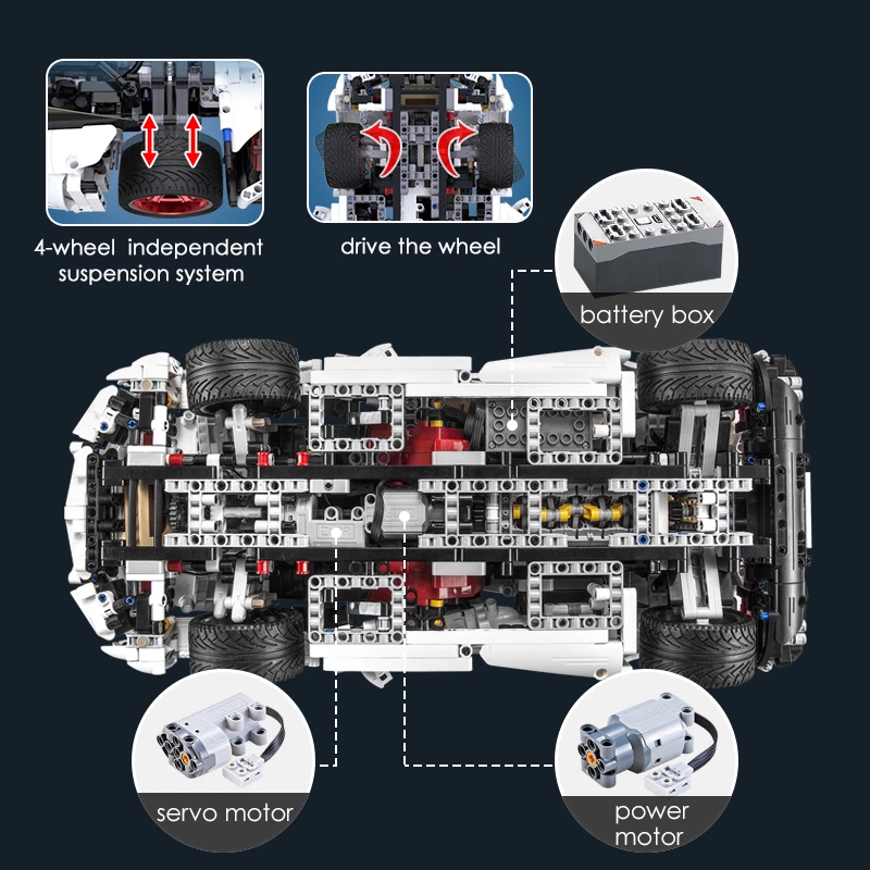[With Motor] CaDA C61018 Lamborghini Huracan LP 610 Super-Car Technic