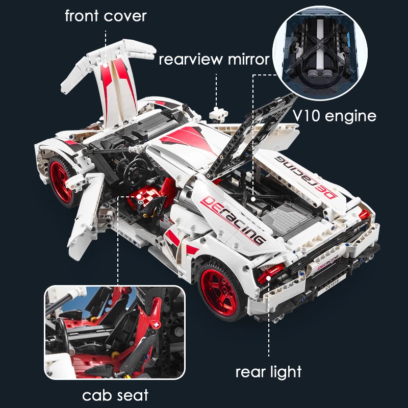 [With Motor] CaDA C61018 Lamborghini Huracan LP 610 Super-Car Technic
