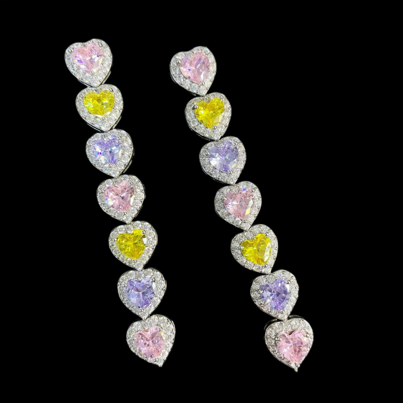 Heart Drop Earrings WIth Cubic Zirconia