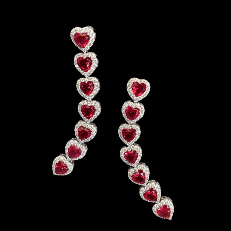 Heart Drop Earrings WIth Cubic Zirconia