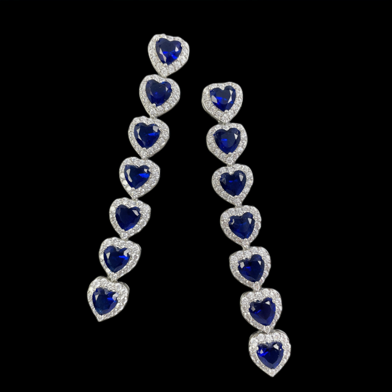 Heart Drop Earrings WIth Cubic Zirconia