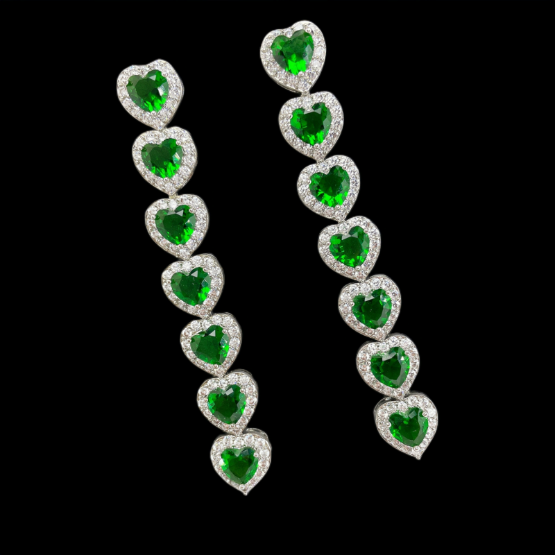 Heart Drop Earrings WIth Cubic Zirconia