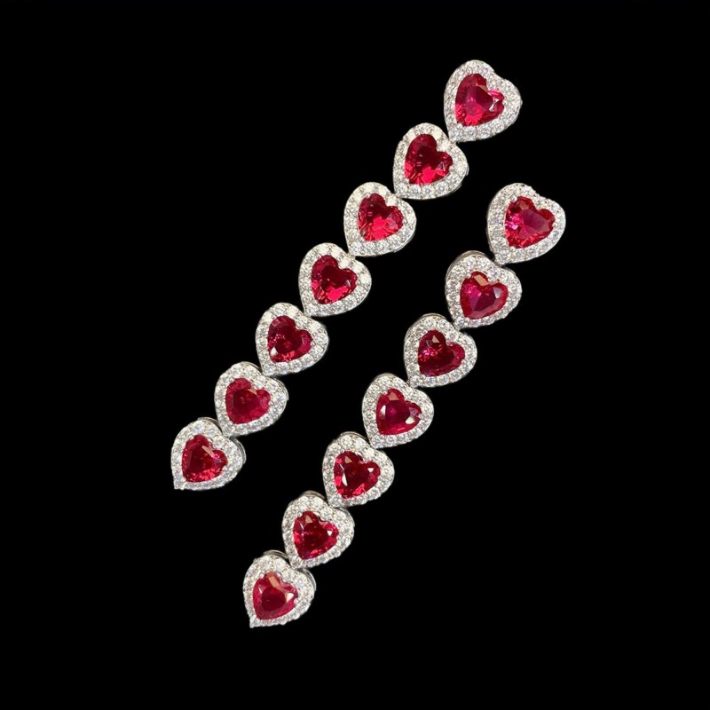 Heart Drop Earrings WIth Cubic Zirconia