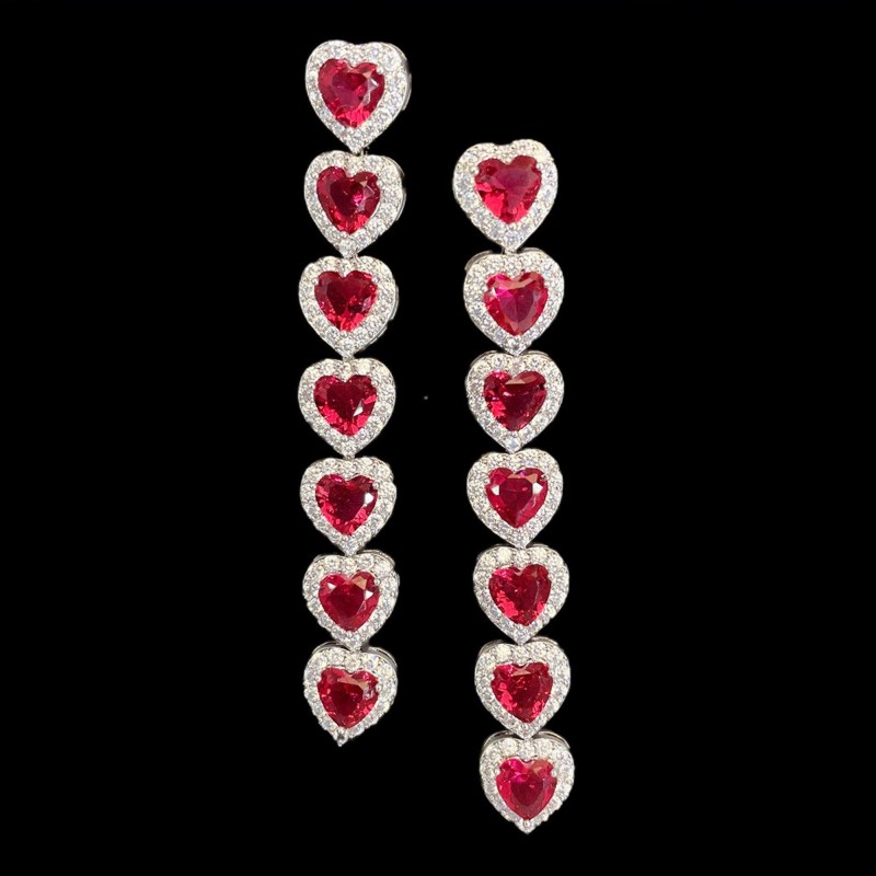 Heart Drop Earrings WIth Cubic Zirconia
