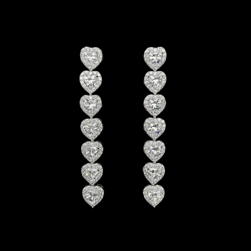 18k White Gold Plated Heart Cut Cubic Zirconia Drop Earrings