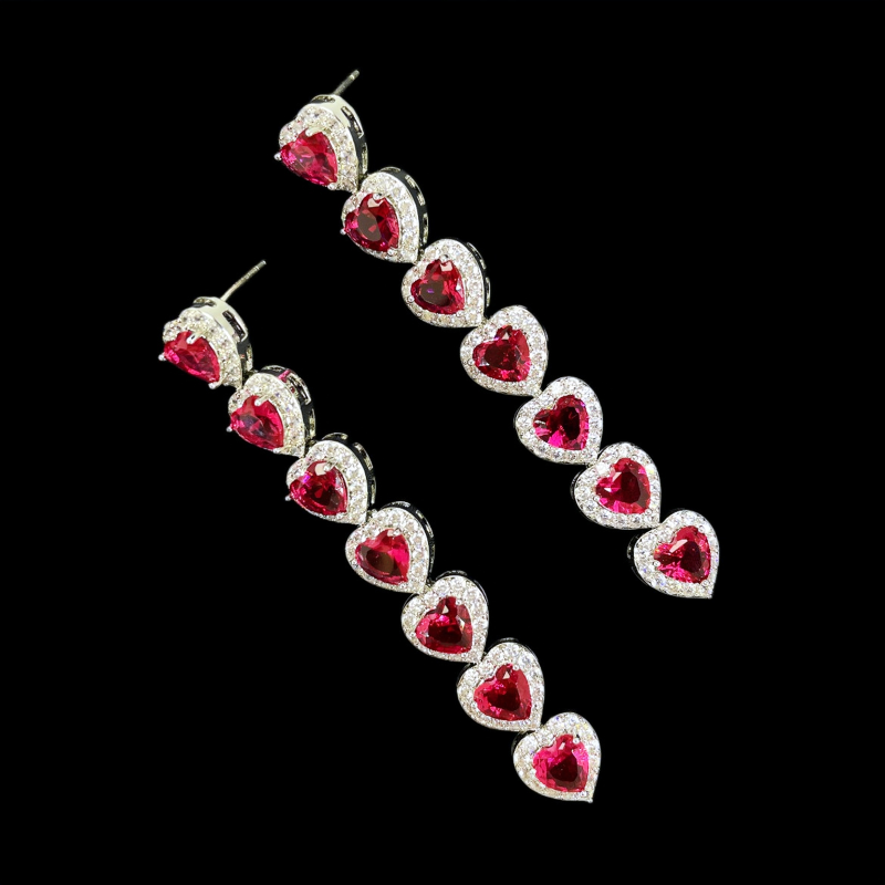 18k White Gold Plated Heart Cut Cubic Zirconia Drop Earrings