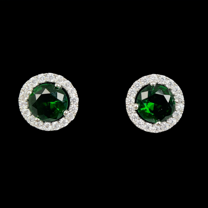 18k White Gold Plated Round Cut Cubic Zirconia Stud Earrings