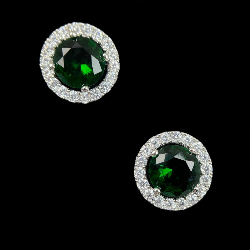 18k White Gold Plated Round Cut Cubic Zirconia Stud Earrings