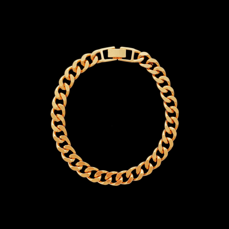 8MM Cuban Bracelet In 24K -  8''