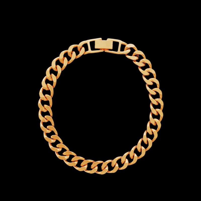 8MM Cuban Bracelet In 24K -  8''