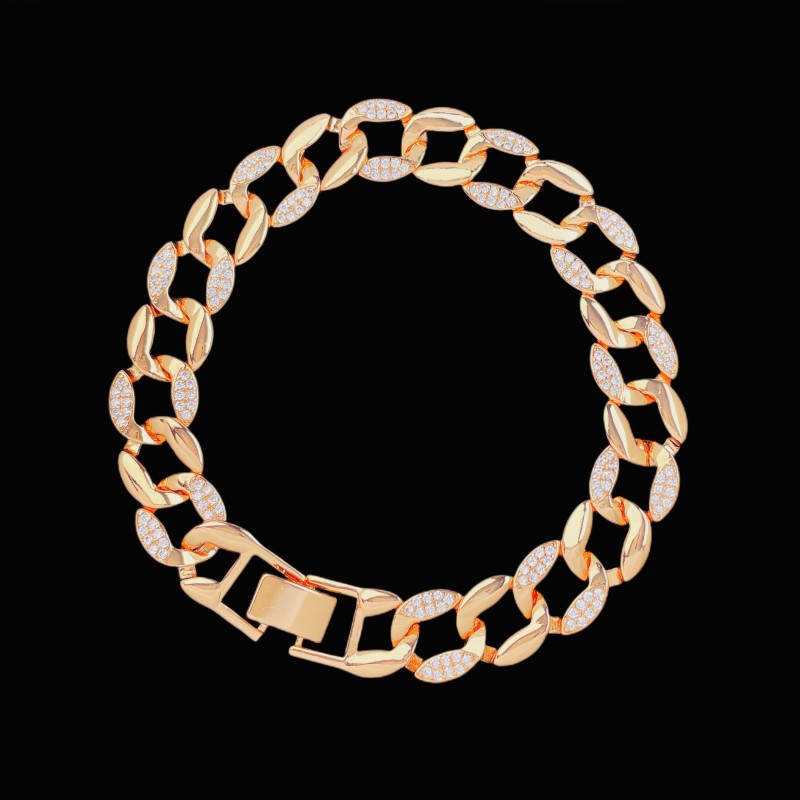 10MM CZ Cuban Bracelet In 18K - 8''